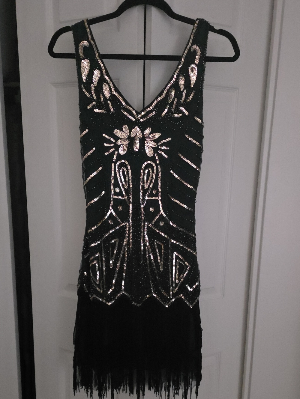 DARK GREEN 1920s Inspired Cocktail Dress Or Flapper Costume !! Xs